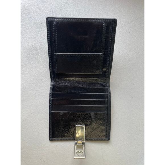 Moschino Leather Wallet Women’s Black Butter Soft Logo Bifold Designer Purse - Picture 4 of 10